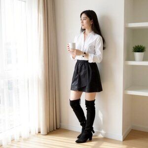 Aritzia Wilfred Free Nescher Faux Suede Mini Skirt In Black Size XS